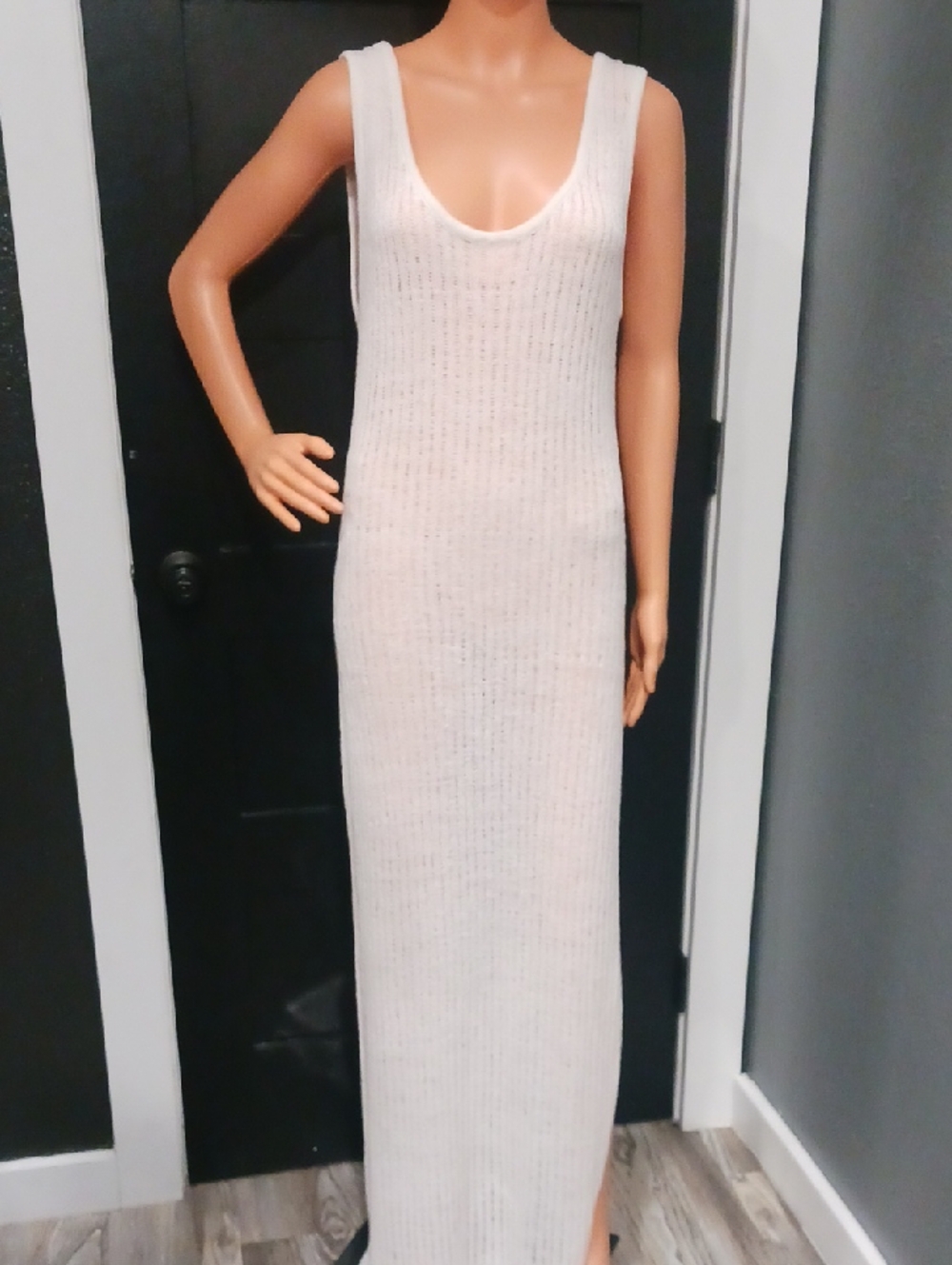 Shade & Shore Women's Cover Up Sleeveless Ribbed Maxi Dress in Ivory